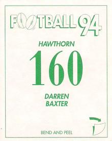 1994 Select AFL Stickers #160 Darren Baxter Back